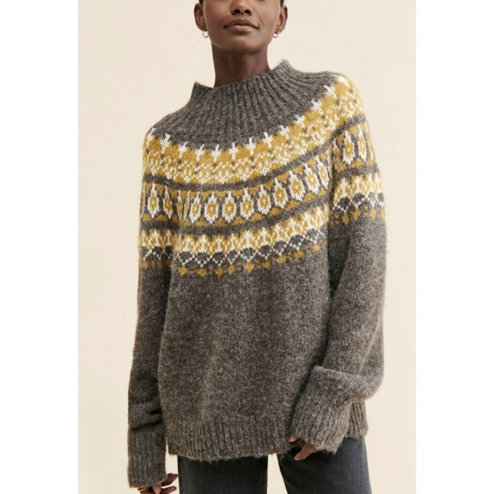 Moon River Nordic Fair Isle Sweater Mock Neck Size Small